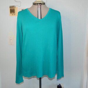 BCG Plus Size 2X Blue Long Sleeve Blouse Shirt Top Winter 100% Cotton Casual
